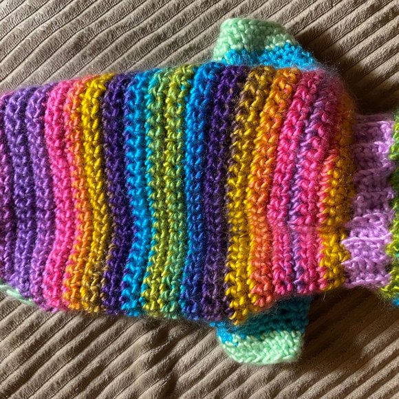 Small Dog Sweater, Toy Dog Clothes, Unique, Hand Knit One of a Kind, Colorful - Picture 14 of 16